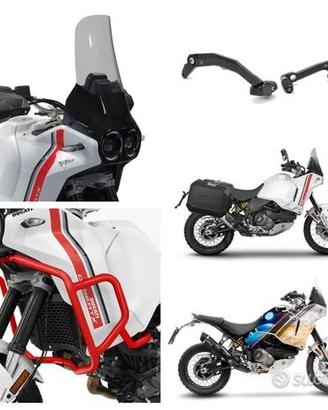Ducati Desert X valigie barre motore scarico pedan