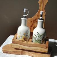 Oliera set olio e aceto in olivo