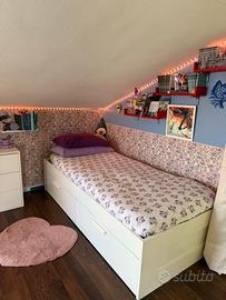 Letto IKEA BRIMNES con 2 cassettoni + materasso