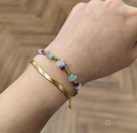 set 2 bracciale in titanio con pietre natural