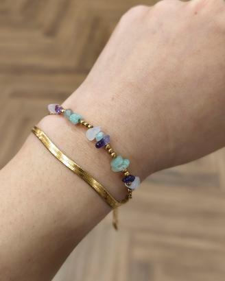 set 2 bracciale in titanio con pietre natural