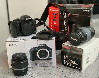 CANON EOS 450D + obiettivi 18-55 mm e 75-300 mm