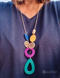 Set di 2 collane lunghe multicolore