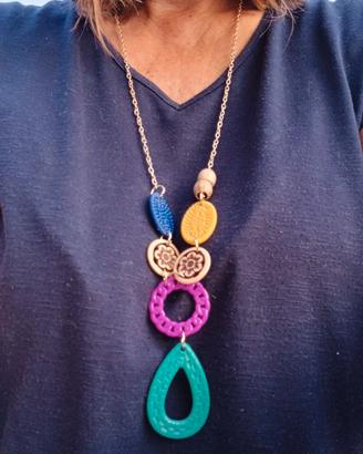 Set di 2 collane lunghe multicolore