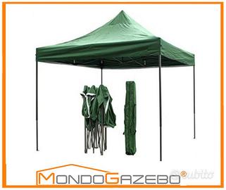 Gazebo 3x3 pieghevole acciaio verde bianco Blu