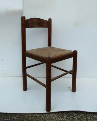 Sedia Rustica in Legno con Seduta in Paglia