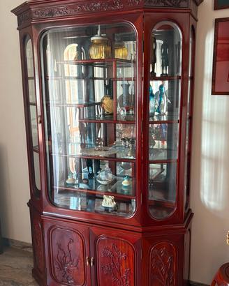 vetrinetta in legno, vetro e specchio