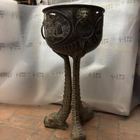 Braciere Porta-vaso Antico in Ottone - Stile Oland