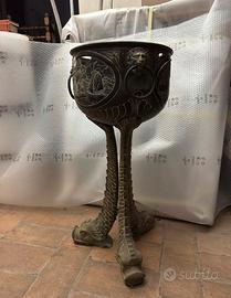 Braciere Porta-vaso Antico in Ottone - Stile Oland