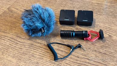 Coppia microfoni Andoer MX5 2.4G + Boya BY-MM1