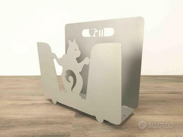 Portariviste Gatto alluminio Arti e Mestieri