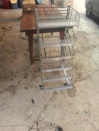 Carrello espositore metallico a 5 ripiani con ruot