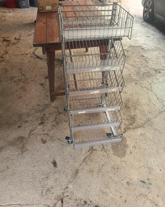 Carrello espositore metallico a 5 ripiani con ruot