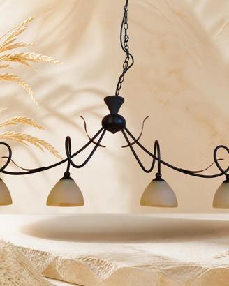 Lampadario sospensione 4 luci country rustico 80cm