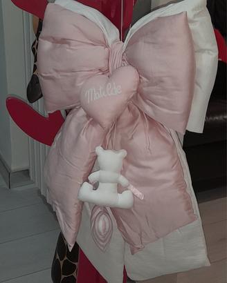 Fiocco Nascita Artigianale Rosa Cipria e Bianco 