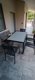 Tavolo alluminio/vetro con sedie antracite 