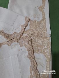 Lenzuola matrimoniale ricamato a mano a tombolo 