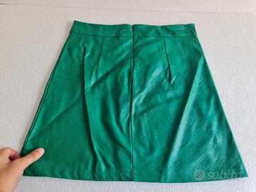 Minigonna verde vintage in similpelle XS
