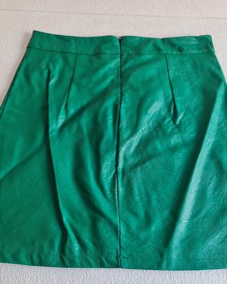 Minigonna verde vintage in similpelle XS