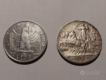 Monete antiche da 1 e 2 lire