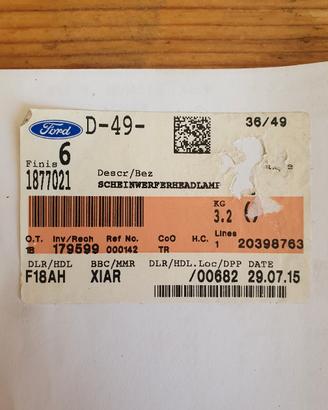 Fanale anteriore sinistro Ford transit 2017