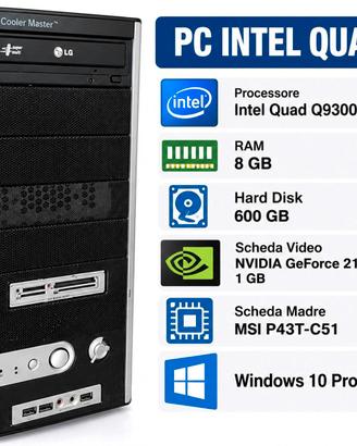 Pc Intel Quad Q9300 2.50GHz Ram 8Gb  MSI P43T-C51