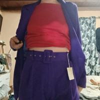 tailleur viola nuovo con cartellino taglia S