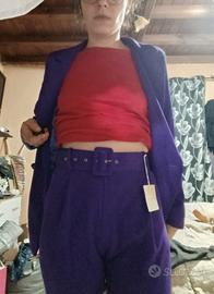 tailleur viola nuovo con cartellino taglia S