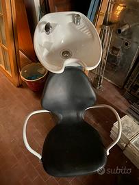 Sedia con lavatesta per parrucchiere