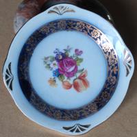 Piattino porcellana decorato fiori e oro