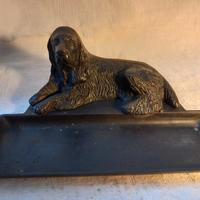 Portapenne in bronzo raffigurante Golden Retrivier