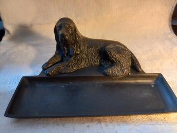 Portapenne in bronzo raffigurante Golden Retrivier