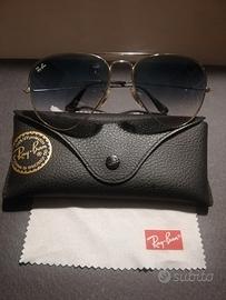OCCHIALI ORIGINALI RAY-BAN "AVIATOR" ARGENTO USATI