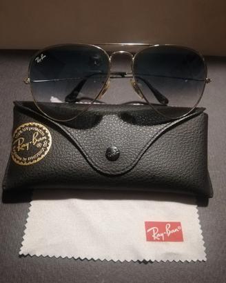 OCCHIALI ORIGINALI RAY-BAN "AVIATOR" ARGENTO USATI