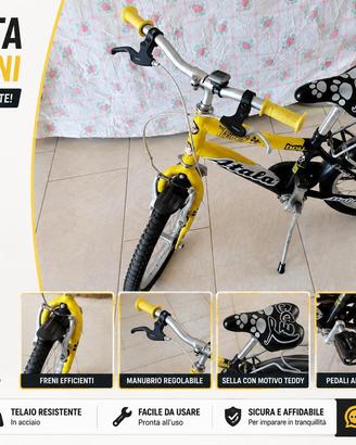 BICICLETTA PER BAMBINI – GIALLA E NERA