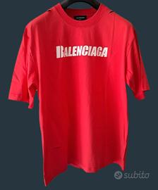 T-shirt Balenciaga Rossa M Distressed Tee