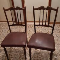 Due sedie legno intarsiato e similpelle poss sped