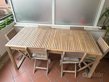 Tavolo esterno legno + 6 sedie