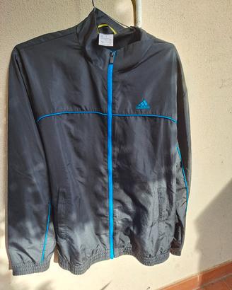 Giacca a Vento Adidas Vintage Nera e Azzurra