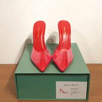 Sandali con tacco, pelle vernice, pvc, rosso, n.41