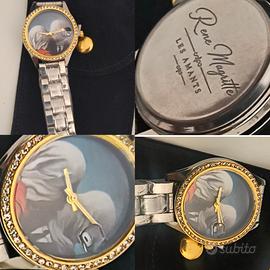 orologio Renè Magritte gli amanti dipinto arte 