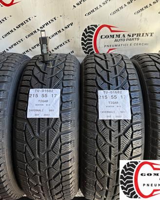 4 PNEUMATICI 215/55 R17 TIGAR INVERNALI 90%