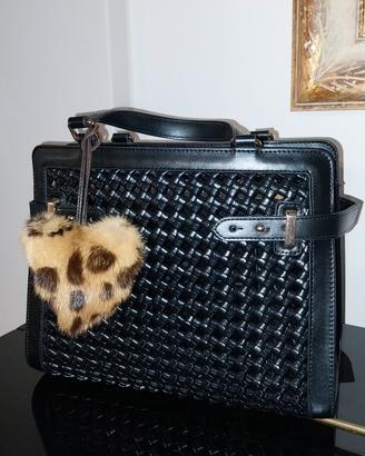 Cuore in pelo leopardato accessorio borse e zaini