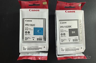 Cartucce Canon PFI-102 Ciano e Nero - Sigillate