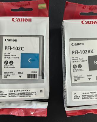 Cartucce Canon PFI-102 Ciano e Nero - Sigillate