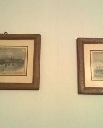 Coppia di piccoli quadri dell''800 con "marine"