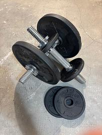 Set manubri in ghisa + pesi (2x5kg, 4x1kg)
