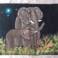 Dipinto 2 Elefanti su tessuto