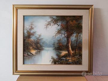 Quadro con paesaggio olio su tela