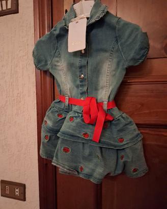 vestito bimba in jeans nuovo con cartellino 2-3 an